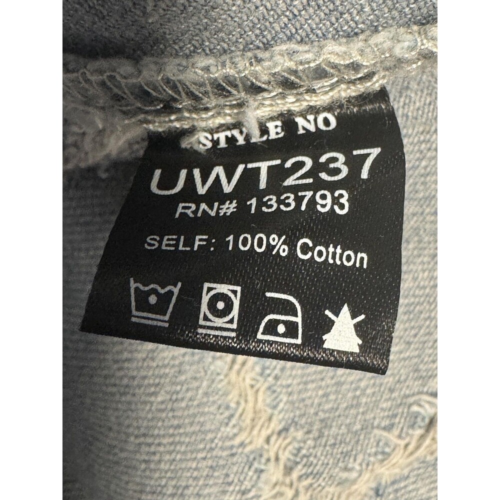 POL Premium Womens Small Blue Denim Long Duster Lace Patchwork Boho Oversized‎ - Picture 13 of 16
